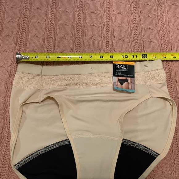 New $15 BALI Nude Leak Protection Liner Period PANTY size L High Waist NWT Lace - Picture 4 of 7
